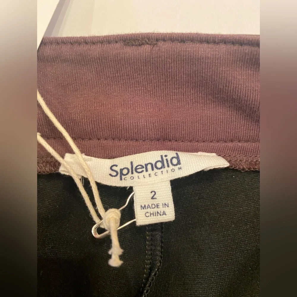 NWT Splendid Woman's Cropped Vegan Leather Ankle Trouser Brown Size 2 Inseam 26